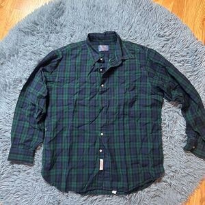Pendleton Vintage Black Watch Tartan Print Wool Shirt Size XL *Fits like a Large